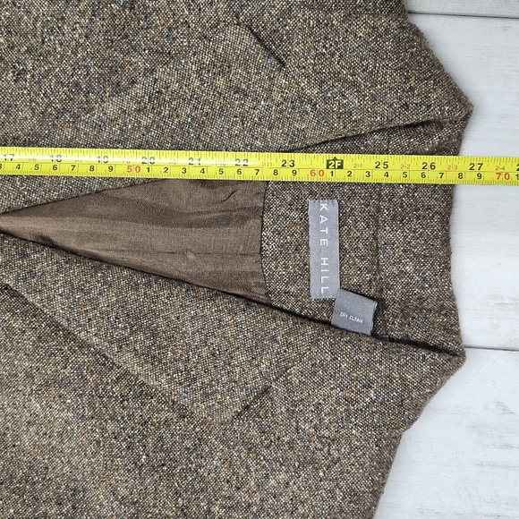 Kate Hill Tweed Sport Blazer Size 10 Brown Wool Blend Silk Old Money Preppy Vtg. - Picture 7 of 10